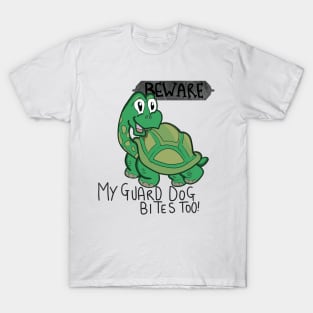 Beware My Guard Dog Bites Too Tortoise T-shirt T-Shirt